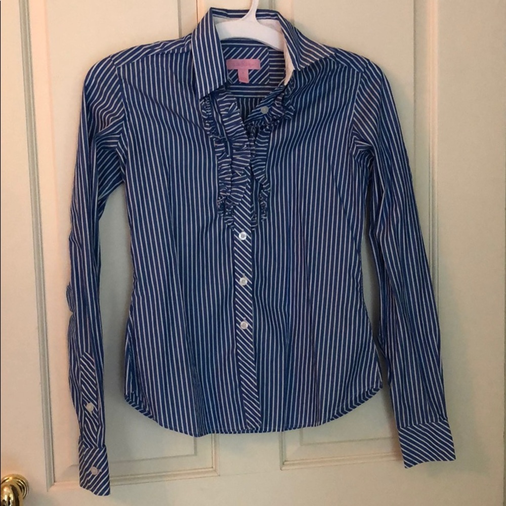 Lilly Pulitzer Striped Button-Up with Ruffles